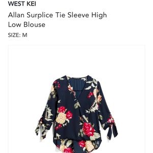 Floral Blouse with 3/4 tie sleeves.